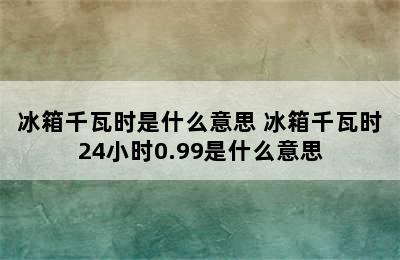 冰箱千瓦时是什么意思 冰箱千瓦时24小时0.99是什么意思